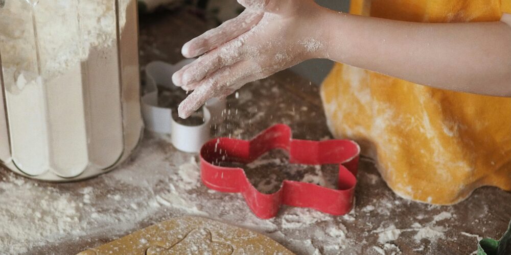 A child making some cookies
